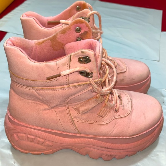 Pink Platform sneaker BOOTS eye hook lace up closure y2k coquette girl size 8.5 - Picture 1 of 12